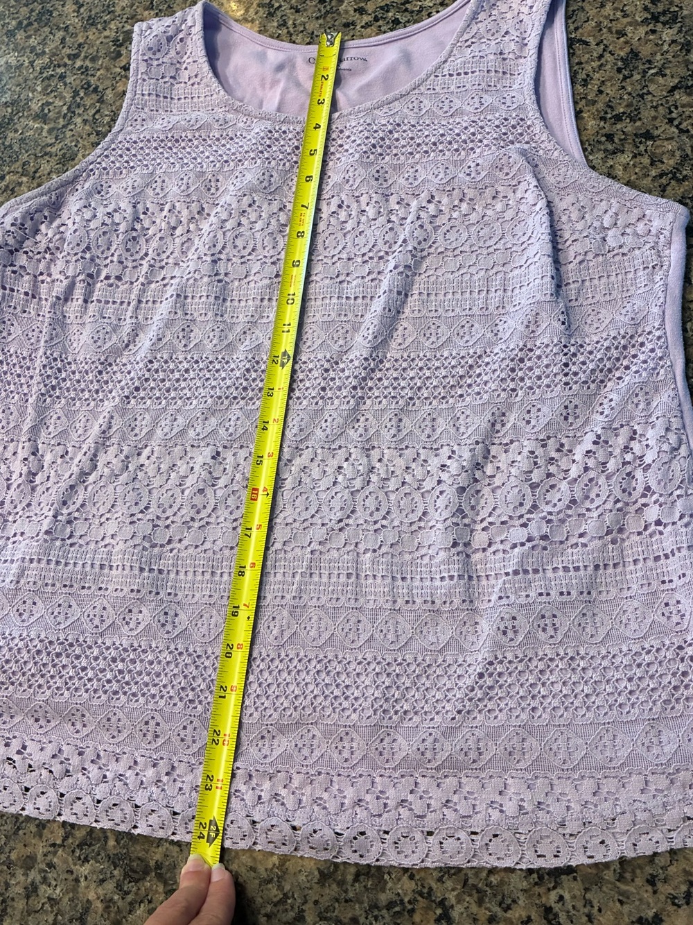 croft & barrow Light Purple Crochet Overlay Tank - Picture 6 of 9